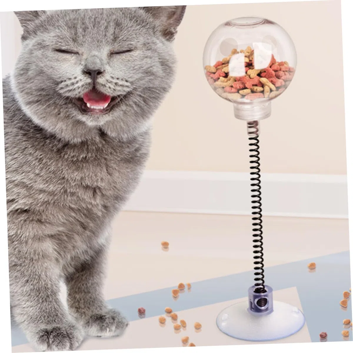Happyyami 5 Piezas Juguete Bola con Fugas Regalo Gato Juguete para Mascotas Cat Toys Cat Food Dispenser Juguetes Juguete alimentación para Gatos Juguete autojuego Gatito Ventosa