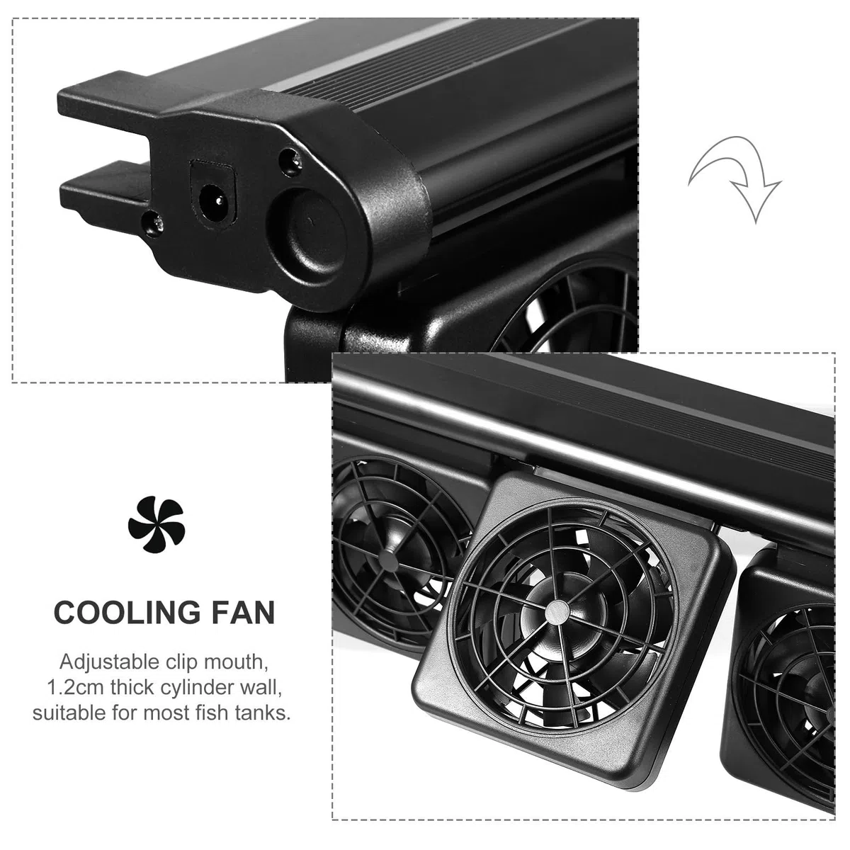 SHINEOFI Ventilador de Enfriamiento para Acuario Ajustable Negro 12v 4x1.9w