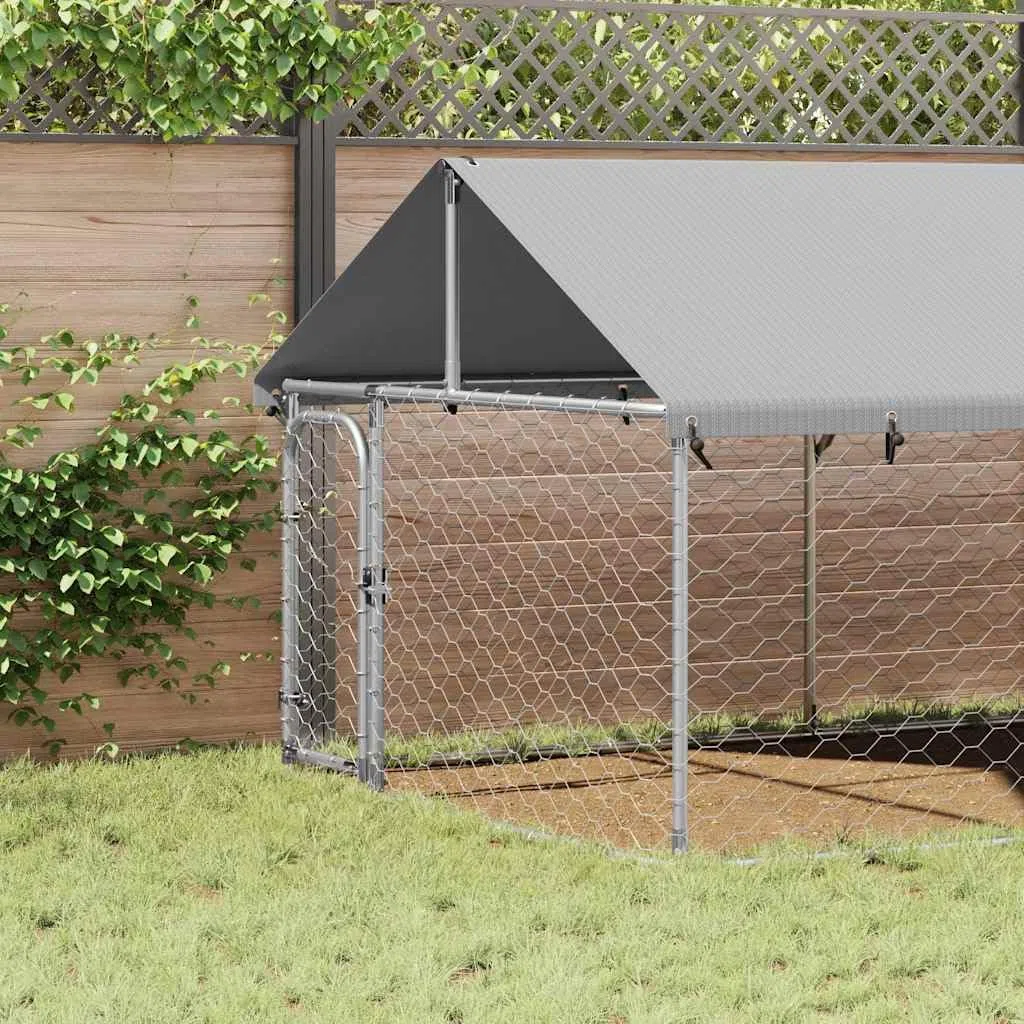 Perrera para perros al aire libre con techo 600 x 200 x 150 cm de acero galvanizado para jardín, caño para cachorros, caño para perros, cercado libre, entrenamiento, protección y seguridad en