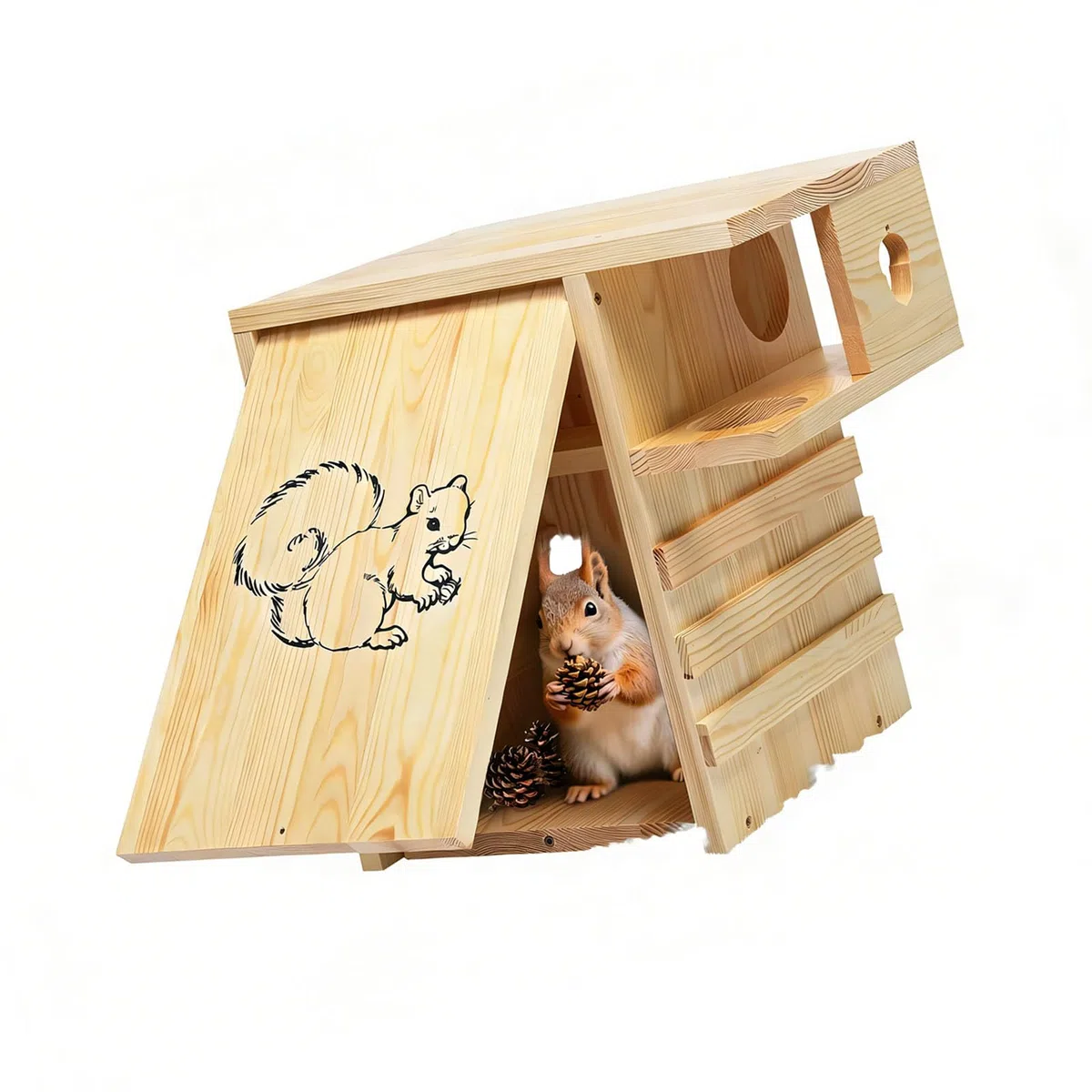 Excelente caja nido de animales hecha de madera con amplio espacio interior, 42 x 42 cm, espaciosa casa pequeña