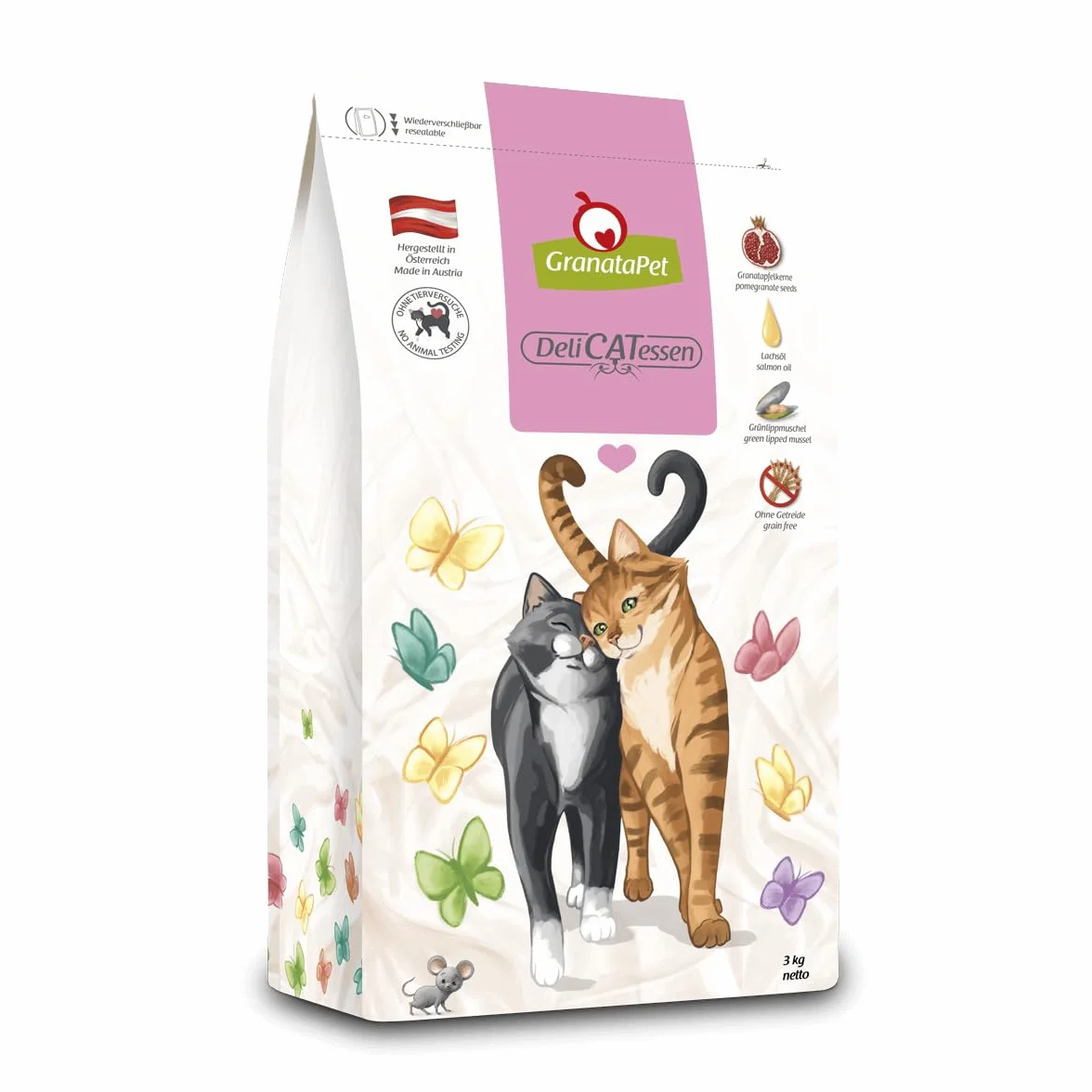 GranataPet Delicatessen Wild & Huhn Adult, alimento seco para Gatos, Sabroso alimento para Gatos, alimento Completo sin Cereales y sin azúcares, 9 kg | Pienso completo, sin cereales, sin azúcar, taurina, aceite de salmón y mejillón de labios verdes, fabri