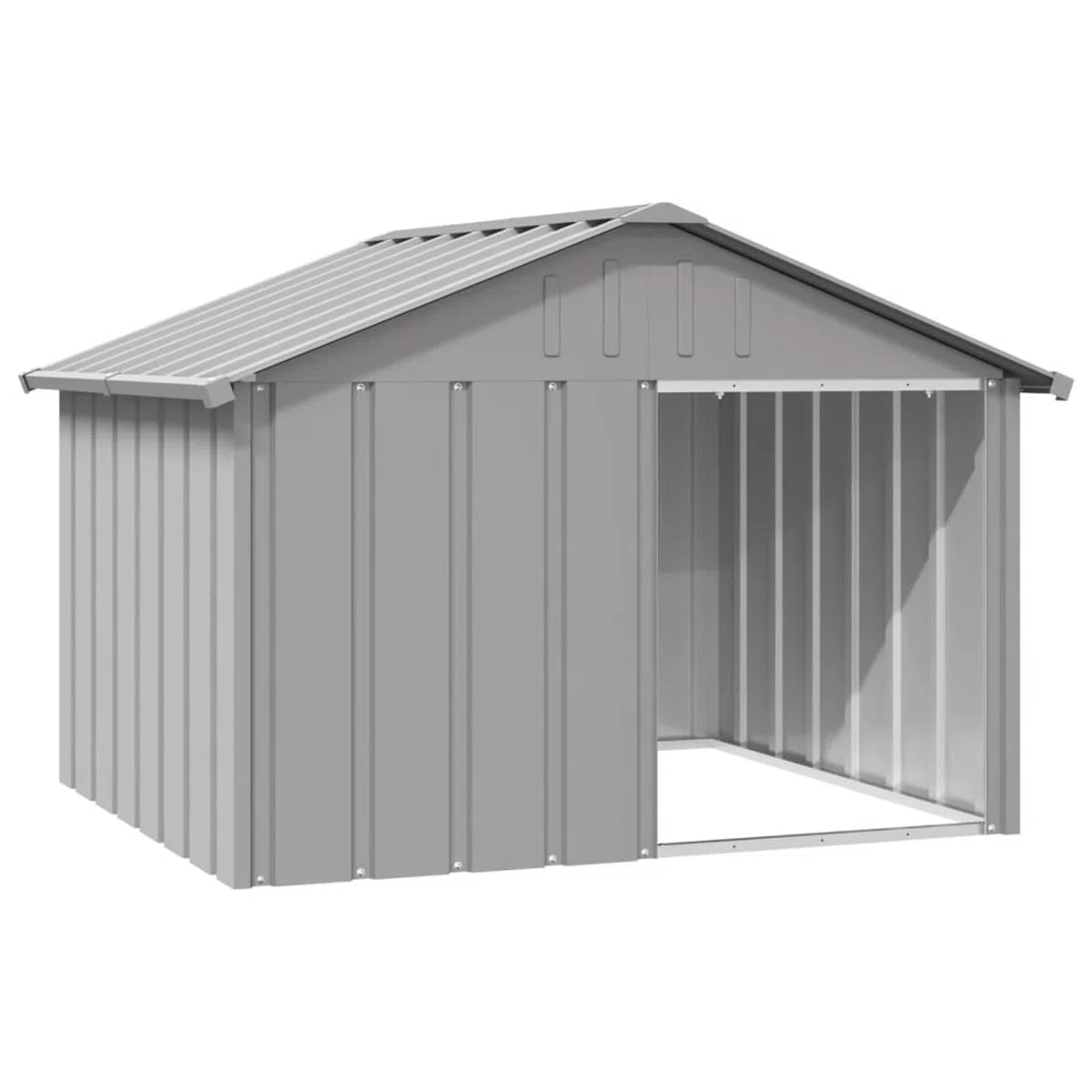 IKAYAA Caseta para Exteriores Grande, Caseta para Perros Acero Galvanizado 116.5 x 103 x 81.5 cm Gris