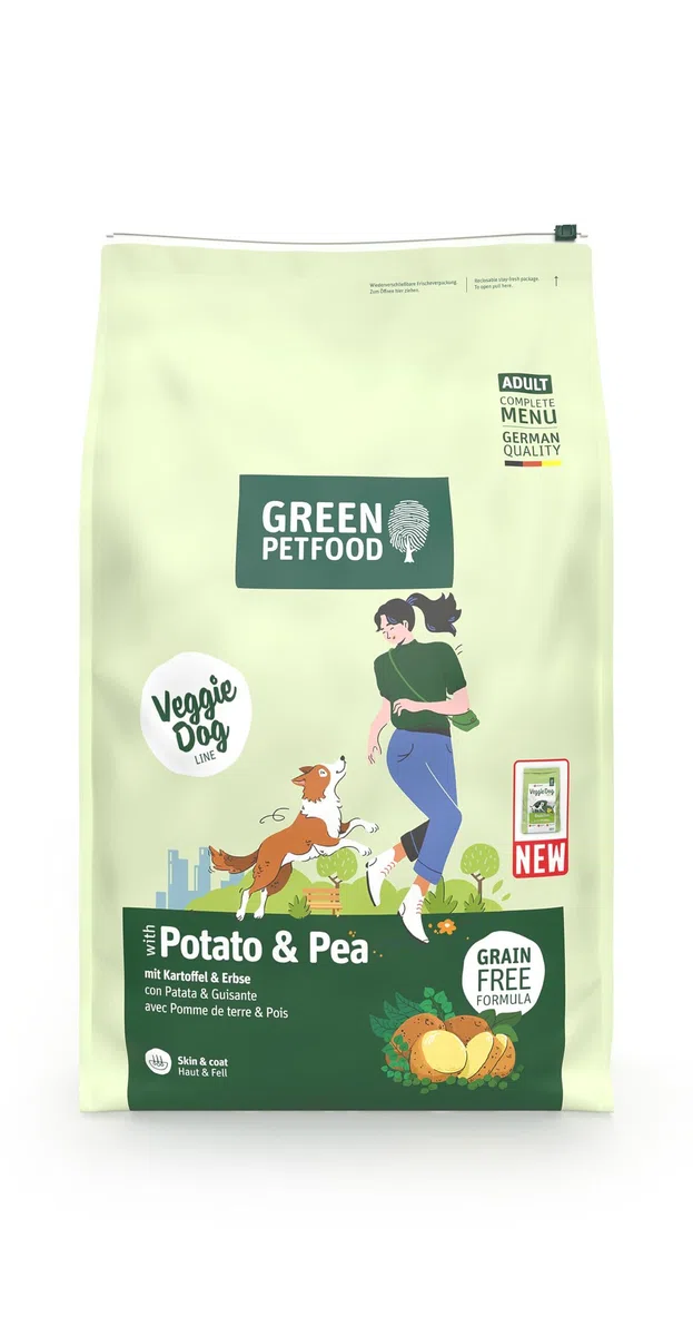 Green Petfood VeggieDog con Patata y Guisante (1 x 10 kg) | Adulto | alimento seco Premium para Perros Adultos sensibles | Vegetariano y sin Trigo | con Sabrosa Batata | 1 Pack