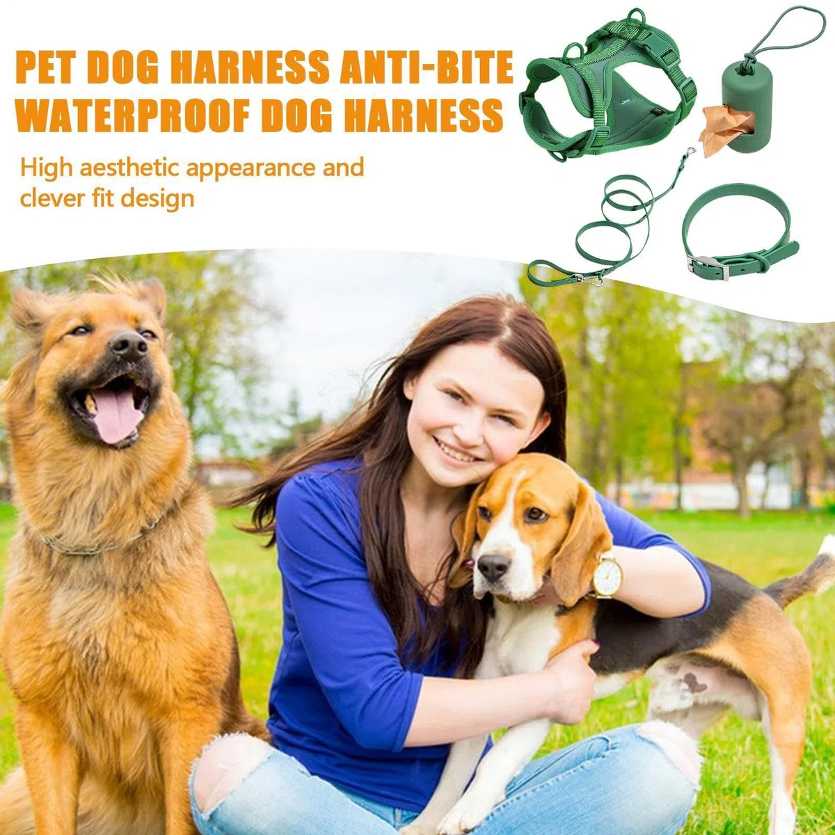 Juego de arnés para perros pequeños, juego de correas para perros | Arnés para perros sin tirones para perros medianos | Juego de correas multifuncionales para perros medianos y fáciles de cami