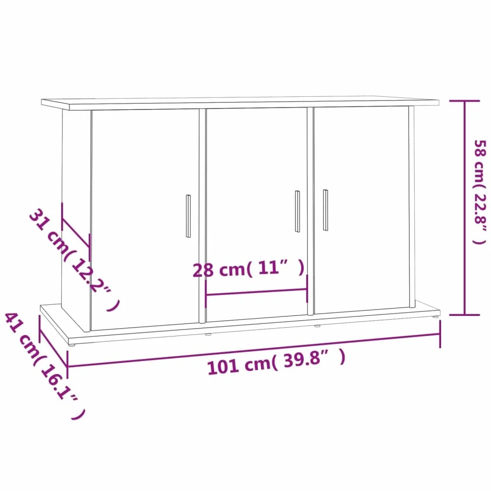 Soporte para acuario, material de madera blanca, 101 x 41 x 58 cm, con espacio de almacenamiento y puertas, armario inferior estable para accesorios de acuario, estantería y muebles para salón