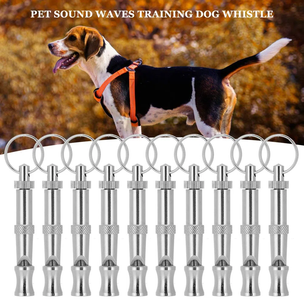 20 Unids/Set Silbatos para Perros,Silbato para Perros de Acero Inoxidable de Longitud Ajustable para Dejar de Ladrar con Anillo Colgante de Metal