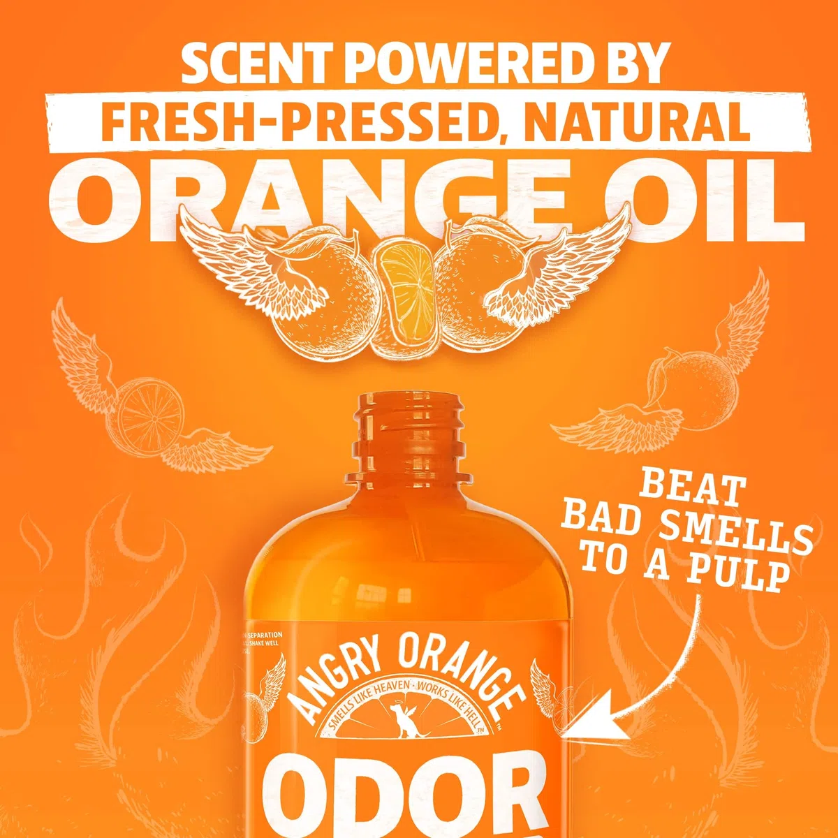 Angry naranja mascota olor eliminador 8 oz. Botella - Eliminador de olores de fuerza industrial para mascotas – hace (4) 32 oz. Botellas – 1 galón – Neutraliza y Sanitiza los malos olores de mascotas rápidamente