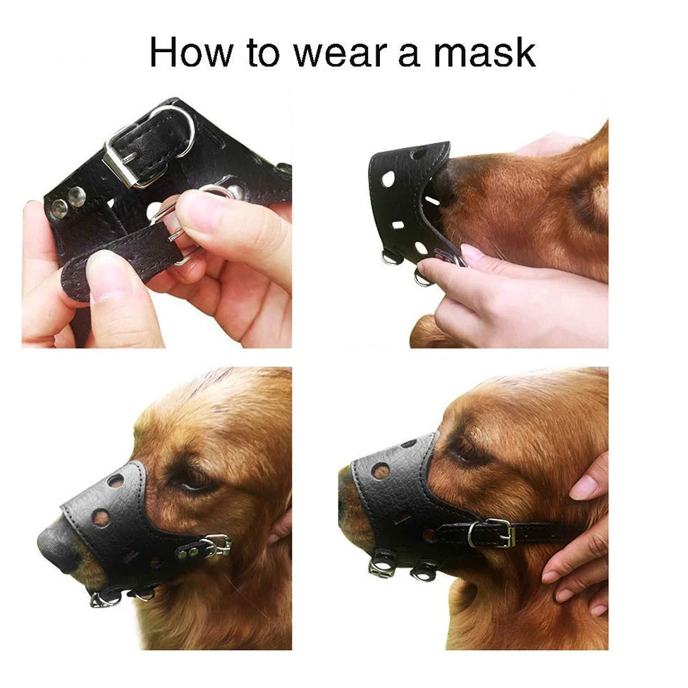 Bozales para Perros, Bozal de Tela Ajustable for Perros pequeños, medianos y Grandes, máscara Seguridad for Mascotas antimordeduras Transpirable