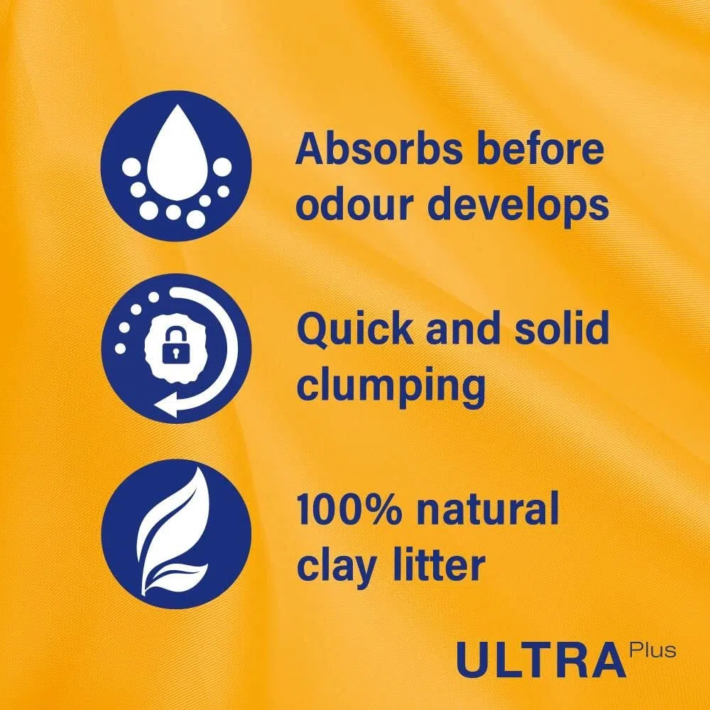 Catsan Clumping Litera, eliminación de olores, extra absorbente, paquete de 3 x 5 litros
