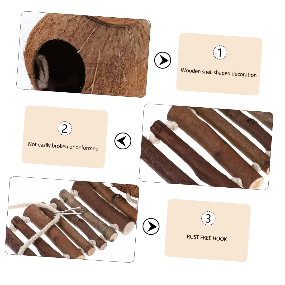 BESPORTBLE Casa para Cangrejo Ermitaño de Cáscara Natural con Escalera Hábitat para Cangrejo Ermitaño Decoración de Terrario para Reptiles Cueva Delicada para Terrario