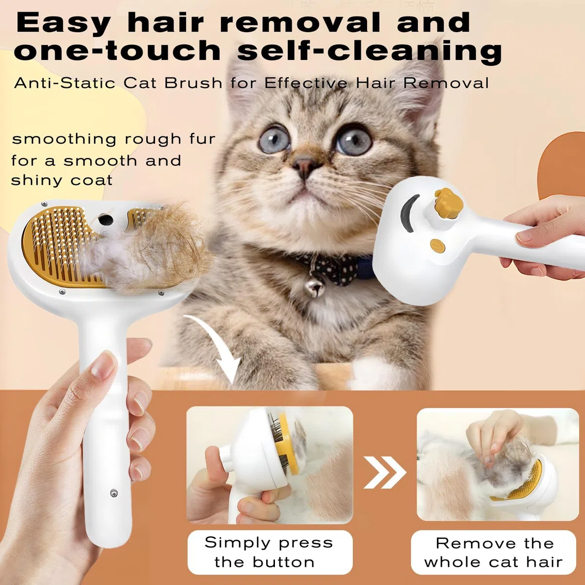 Cepillo de vapor para mascotas para perros y gatos, peine de depilación en aerosol 3 en 1, vapor para desprendimiento y aseo, cepillo de agua para mascotas de pelo largo y corto, peine Spritz Defur