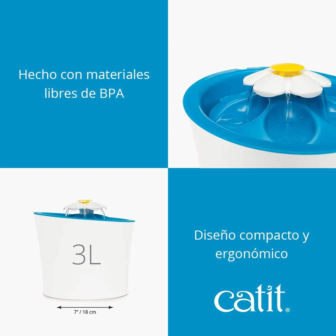 Bebedero Fuente Flor LED 3 LTS 1 Unidad 2000 g