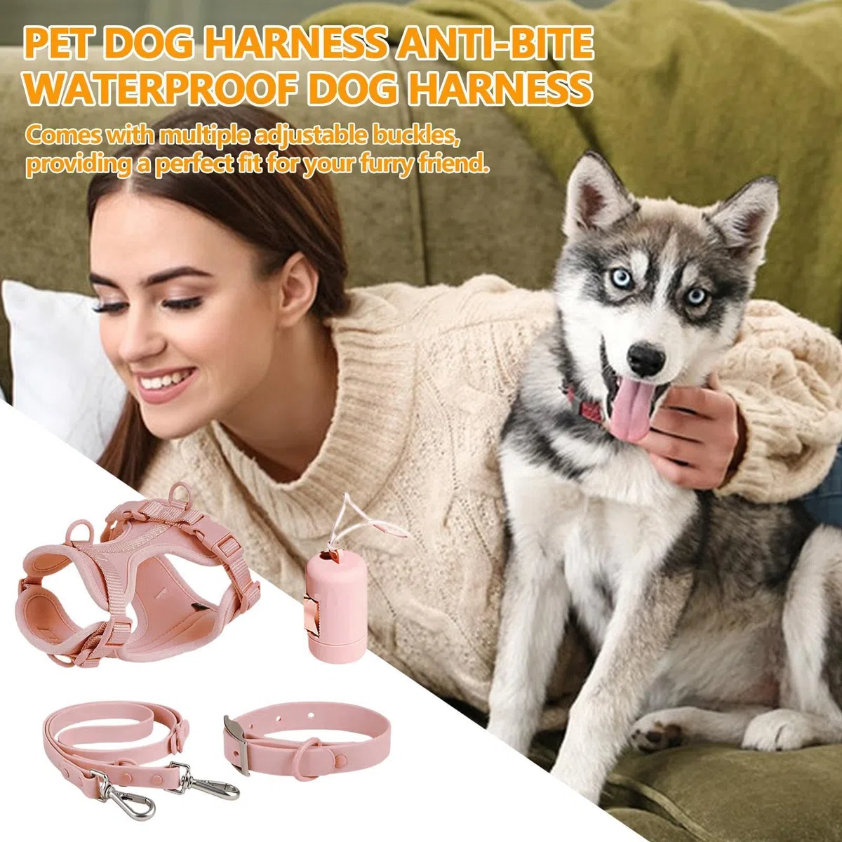 Juego de correas para perros, juego de arneses para perros - sin arnés de | tracción - Juego de correas multifuncionales para perros medianos, fácil de caminar, para todos los días, collar de perro