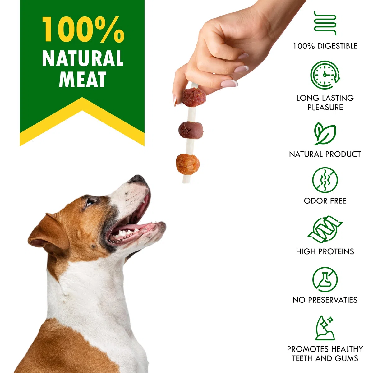 Golosinas de cuero crudo para perros, brochetas sin carne de pato y pollo de grado humano, 300 g, aperitivos secos naturales para mascotas y masticables de larga duración sin cereales para perros