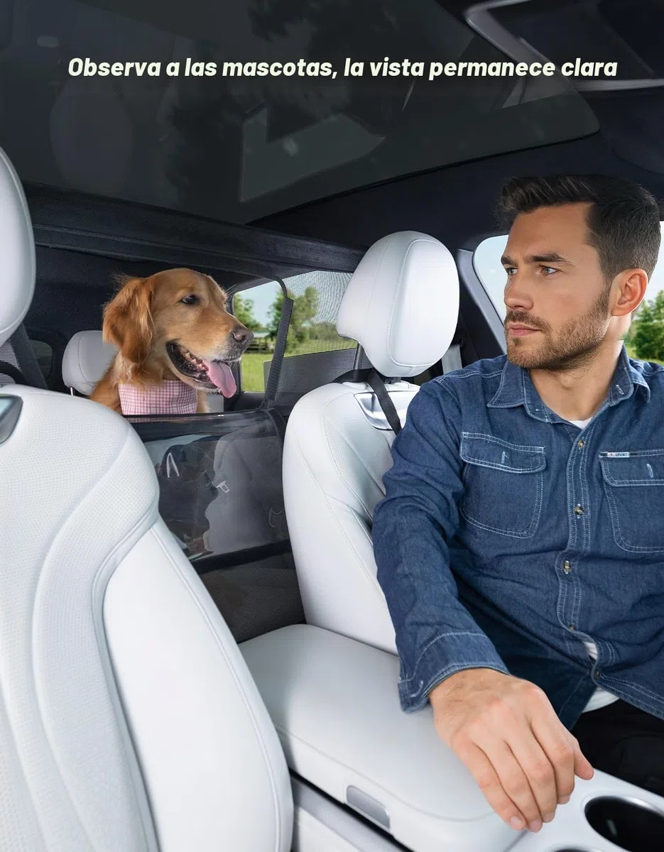 JOYTUTUS Rejilla para perros de coche, red de protección, barrera de separación con ventana de visualización, rejilla separadora universal para perros, 132 * 79 cm, para coches, SUV, camiones