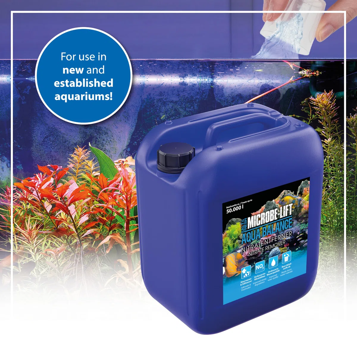 Eliminador de nitrato Acuario – ARKA Aqua Balance 5 L – solución biológica contra nitrato, Algas y turbidez – para acuarios Dulces y Marinos – Mejora el Agua y el ecosistema