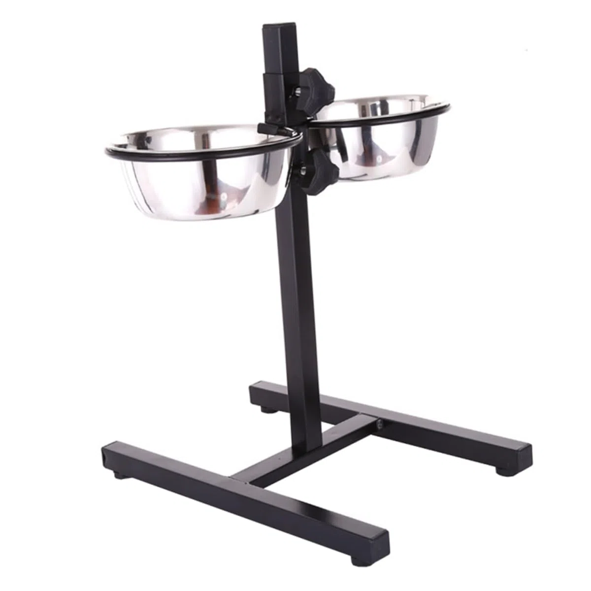 Housoutil Comedero para Perros Elevado 2 Cuencos de Acero Inoxidable, Regulable en Posición, Base Estable para Perros y Gatos