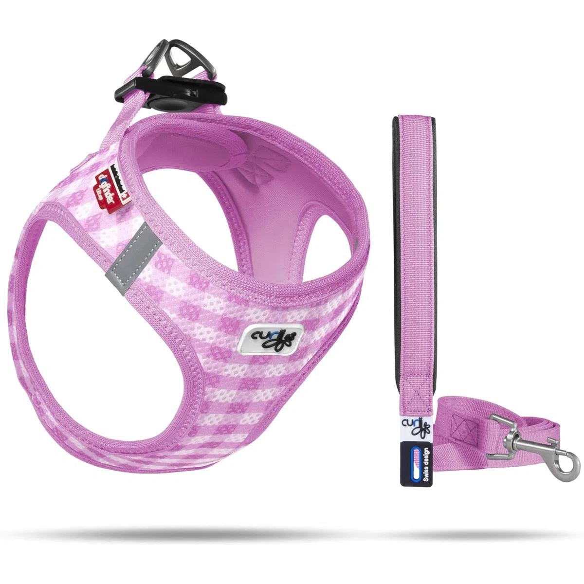 Vest Harness Air-Mesh Pink-Caro 2XS & Leash M