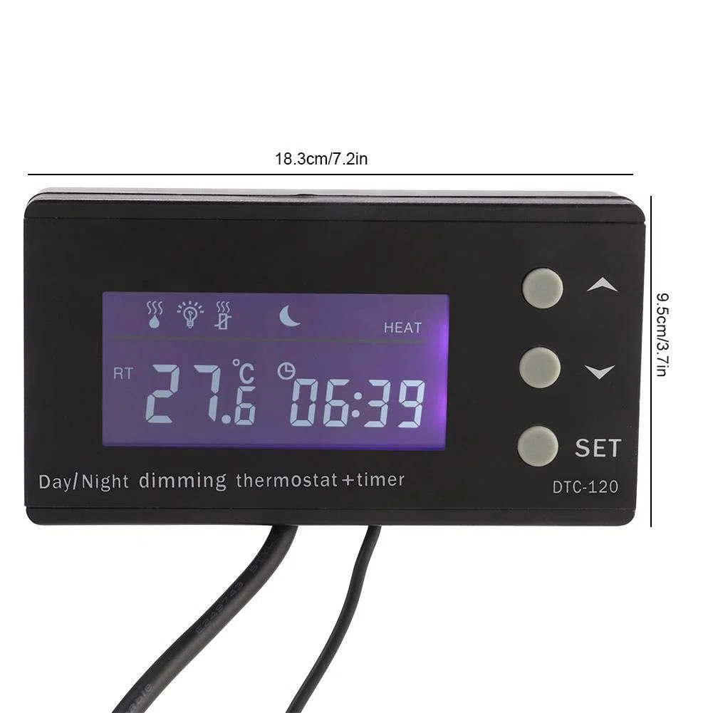 Naroote Termostato, Termostato Digital para Reptiles, Termostato para Reptiles, Reptil Termostato Digital Controlador de Temperatura de temporización PID con Pantalla LCD(EU, 220V)
