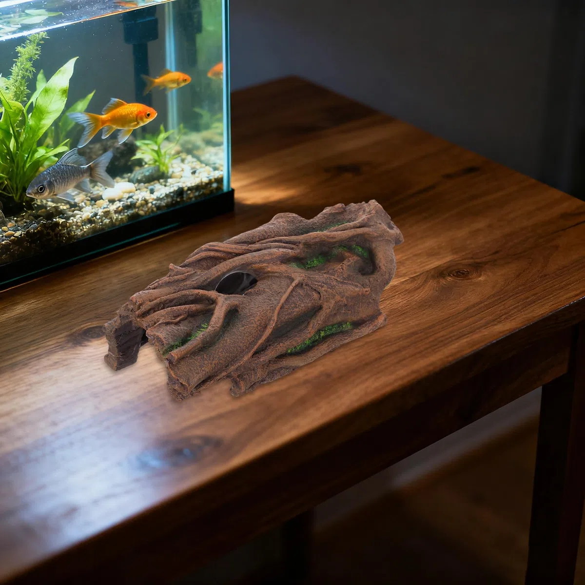 Escondite de Tronco Hueco para Tortugas - Plataforma de Resina para Que Las Tortugas se asolen en terrarios de barbudos, lagartos y Serpientes.