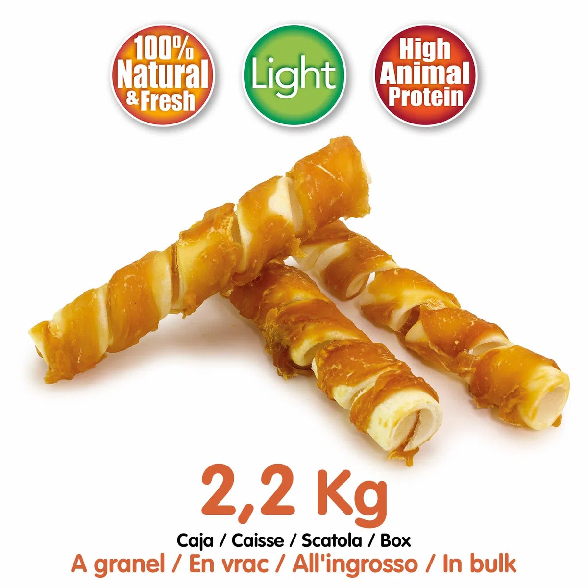 Espiral Masticable Pollo (A Granel - 2,2 Kg) - Snacks Naturales para Perros