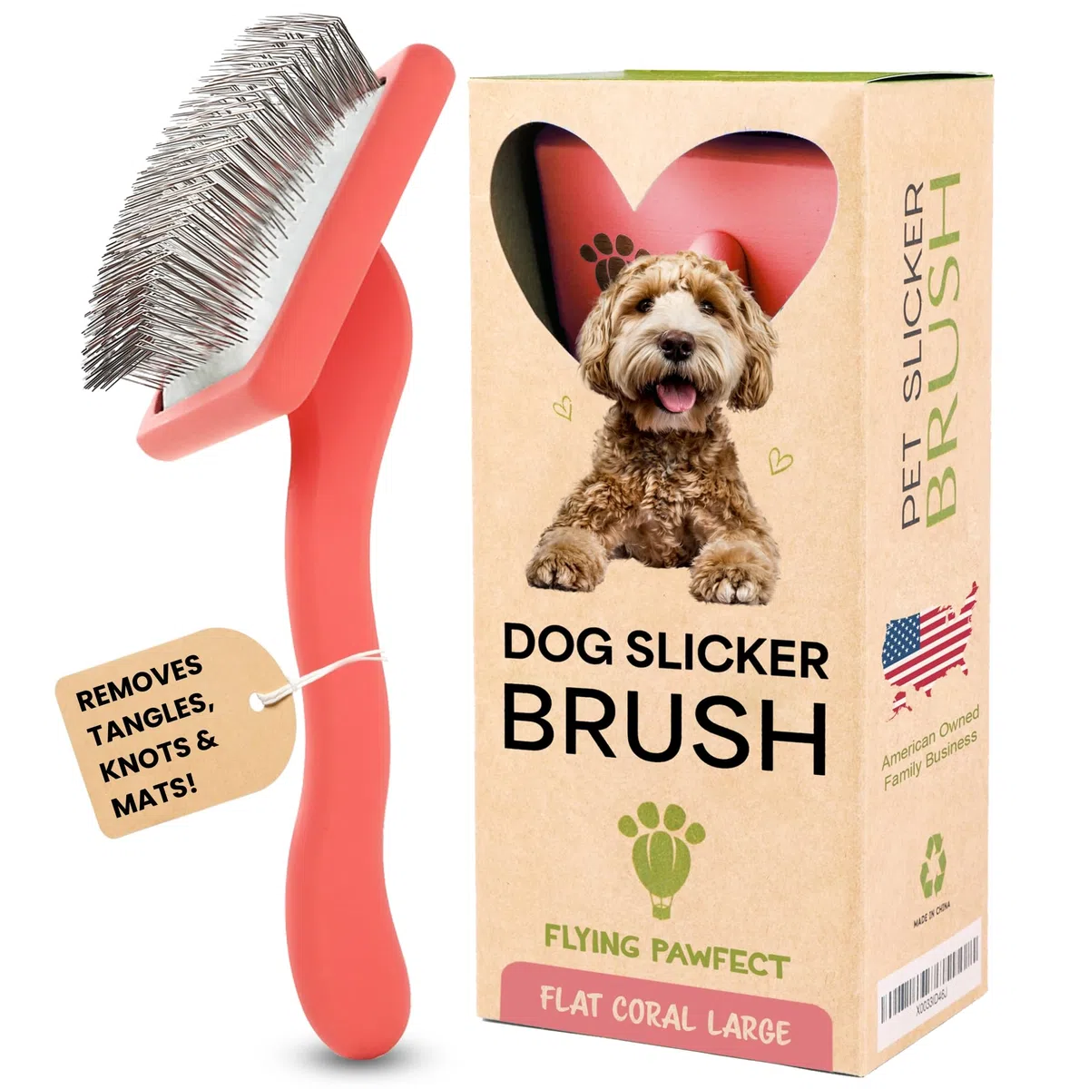 Cepillo para mascotas con pasadores de acero inoxidable para aseo de masajes suaves, desliza este cepillo universal para desenredar, desprendimiento de pelo y capa inferior, regalo ideal para mascotas