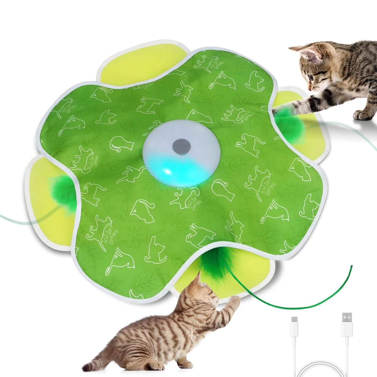 Saolife Juguetes interactivos para gatos recargables, activados por movimiento, plumas móviles, juguetes para gatos de interior