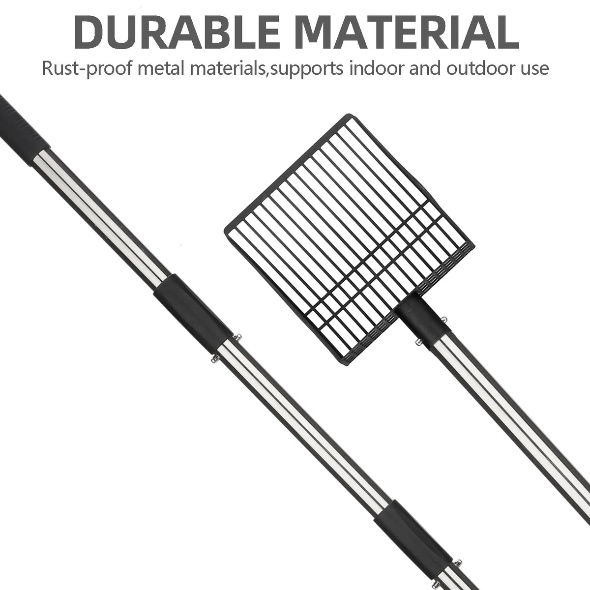 PUPTECK Cuchara de arena para gatos de tamizado rápido, pala de metal de mango largo con pala profunda, tamiz de arena para gatos resistente y antiadherente, accesorios para gallineros