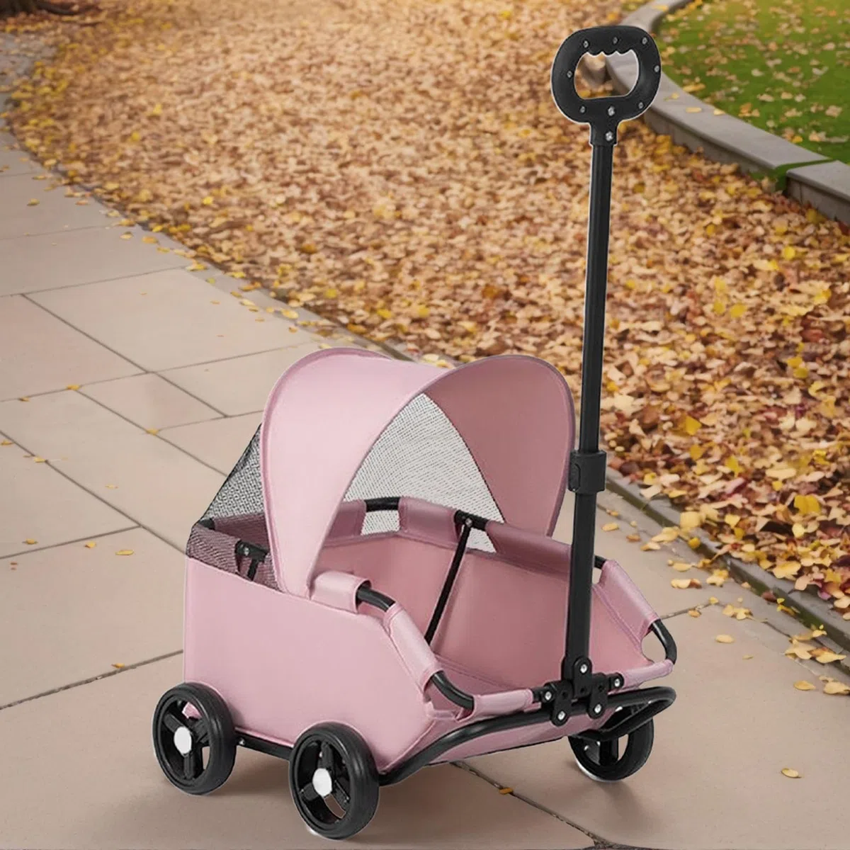 Carrito de Gatos Transportín ventilado hasta 7 kg | Carrito Plegable para Gatos Para viajes, visitas al veterinario, parques y centros comerciales