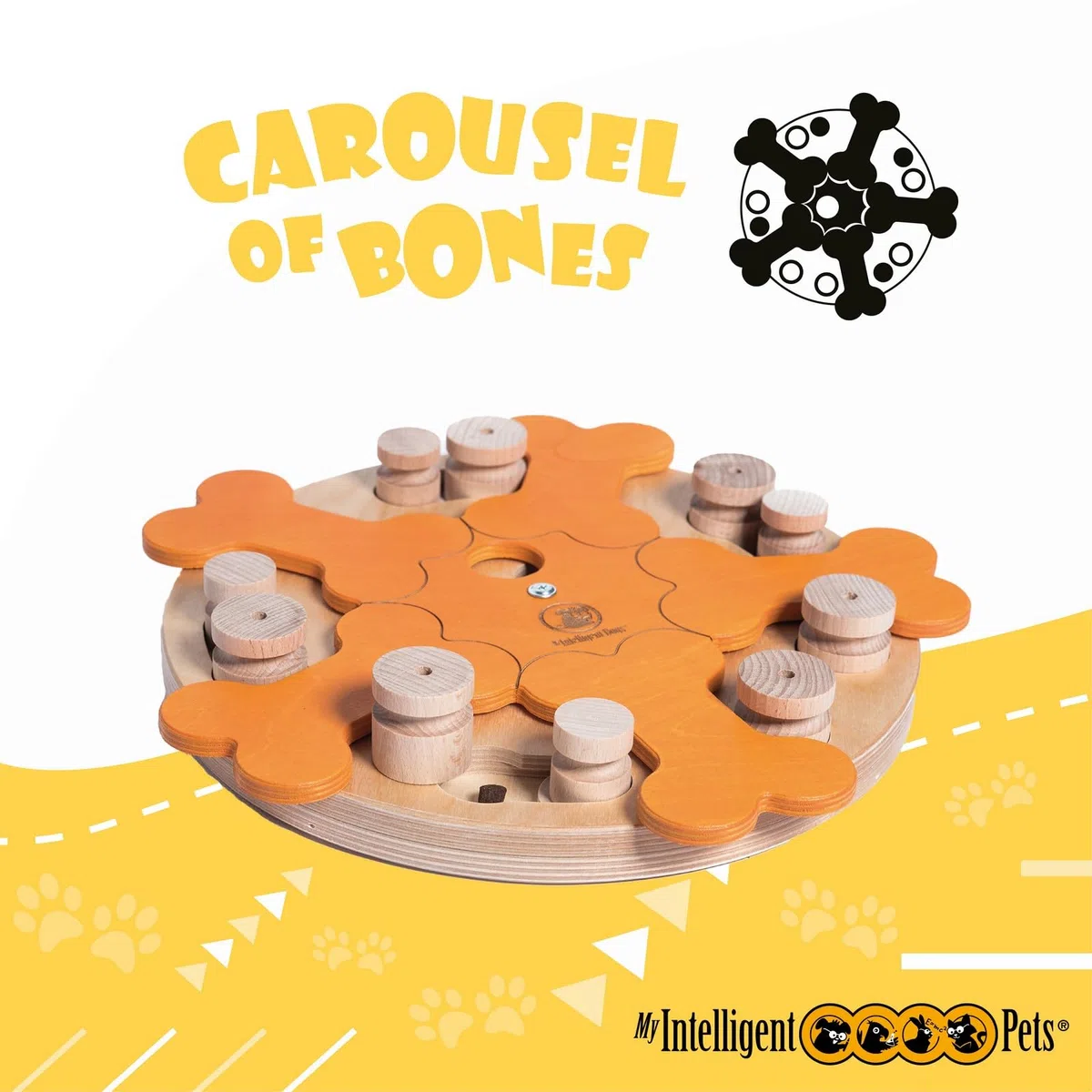 Carousel of Bones Juguete Interactivo para Perros de Madera Juguete Inteligente para Perros | Juguetes de inteligencia para perros Uso mental - Juguete interactivo Perro, Juegos de pensamiento para perros