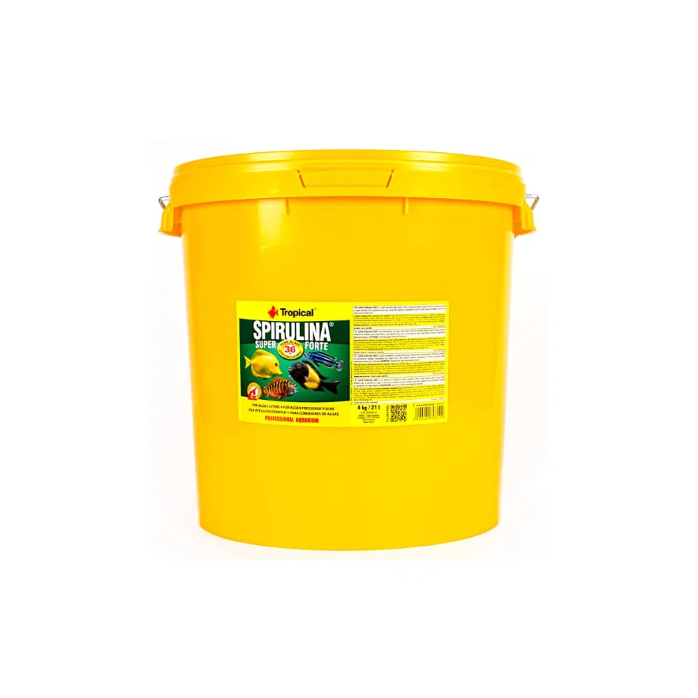 Tropical Super SPIRULINA Forte 36% 21L / 4kg - alimento para Peces en Forma de Escamas con Altas Necesidades nutricionales