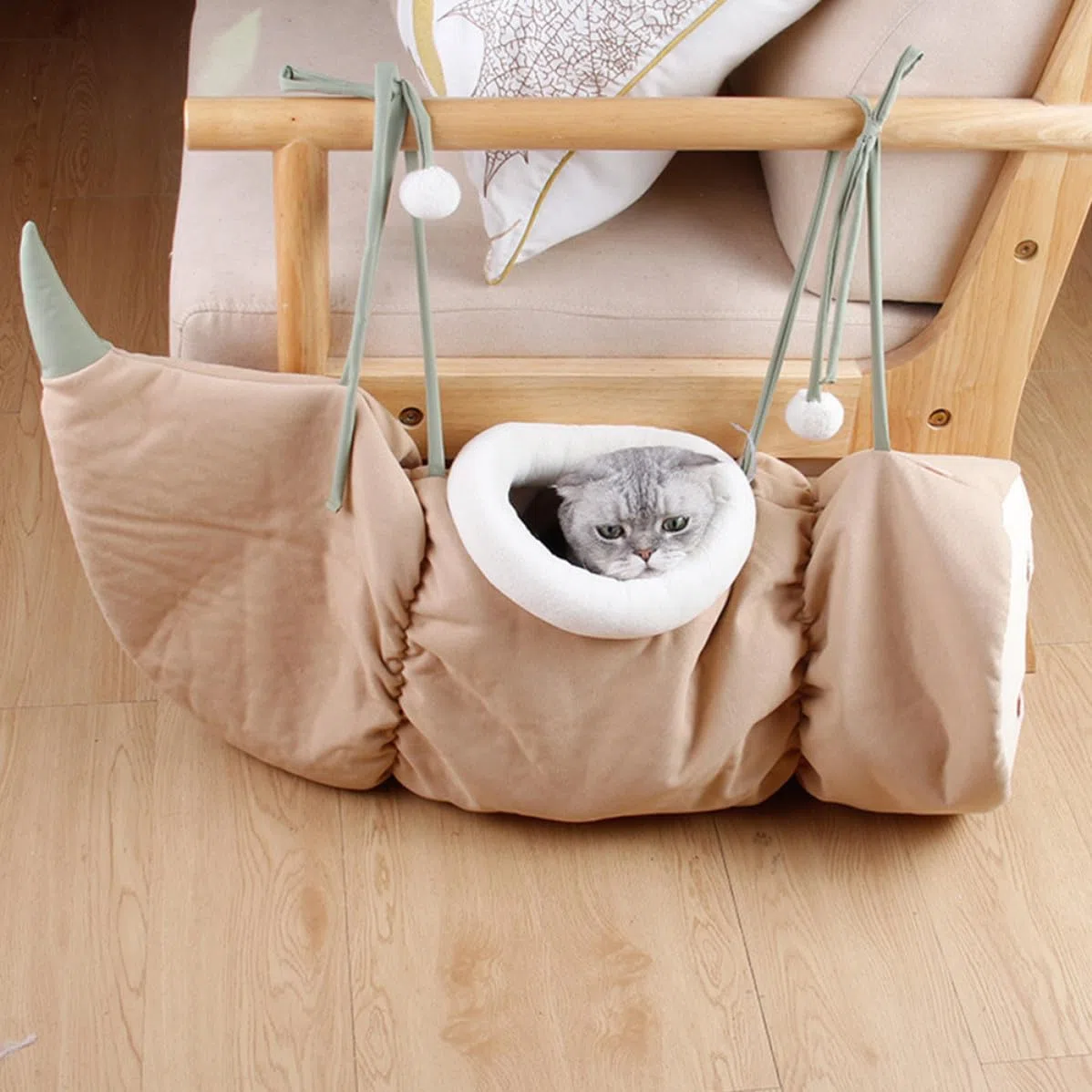 Túnel Plegable para Gatos Diseño de Raíz de Loto Rosa