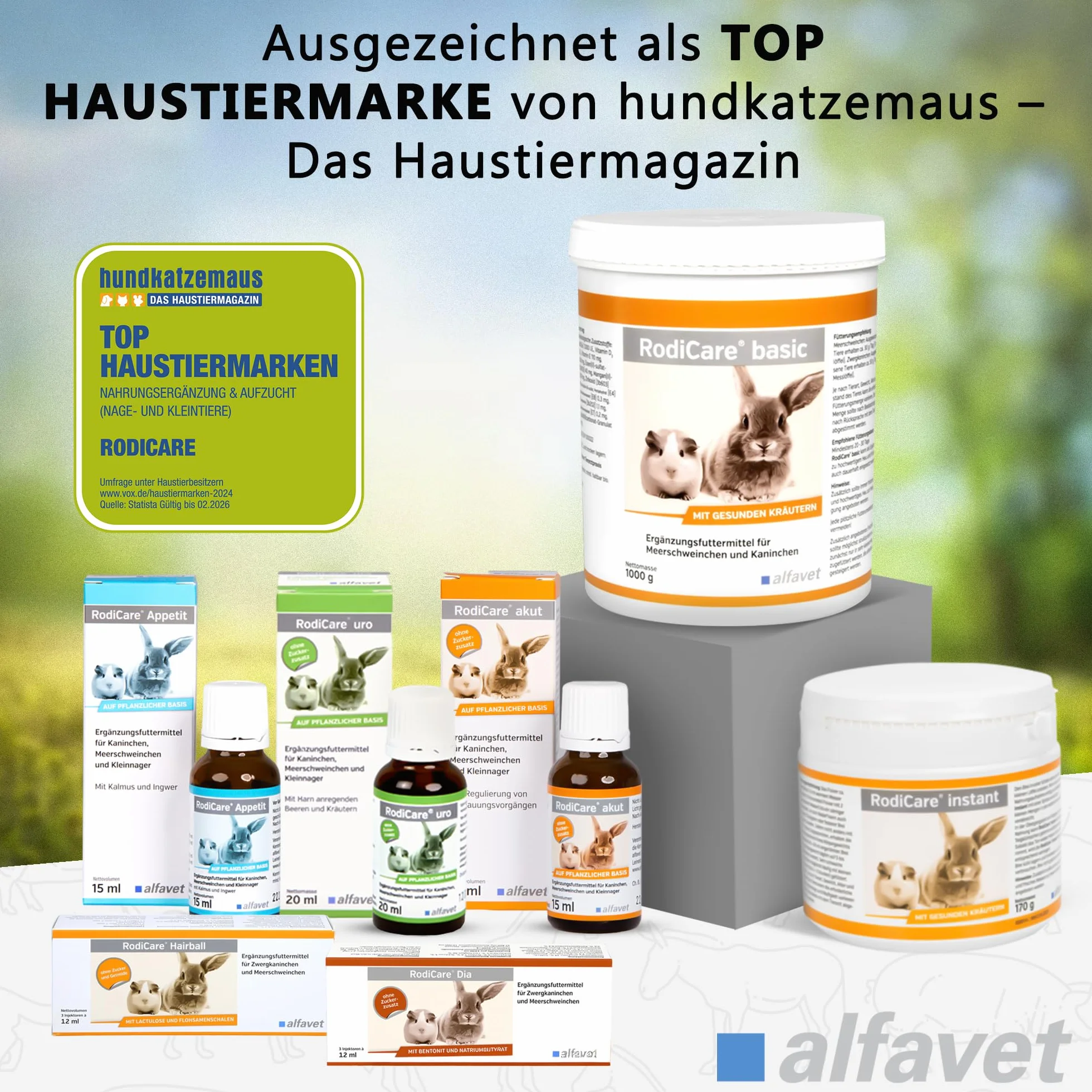 Alfavet RodiCare Basic - 4 kg pellets de Hierbas - alimento suplementario para cobayas y Conejos - Rico en Fibra Bruta