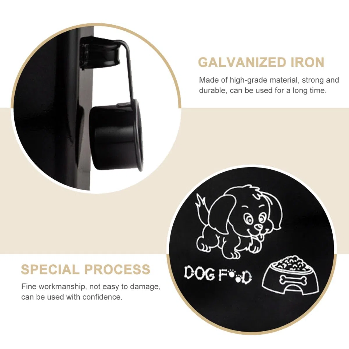 Contenedor de Comida para Perros de Metal Negro Tapa Hermética, Balde de Almacenamiento de Alimentos para Mascotas de Gran Capacidad, Resistente y Multifuncional para Uso