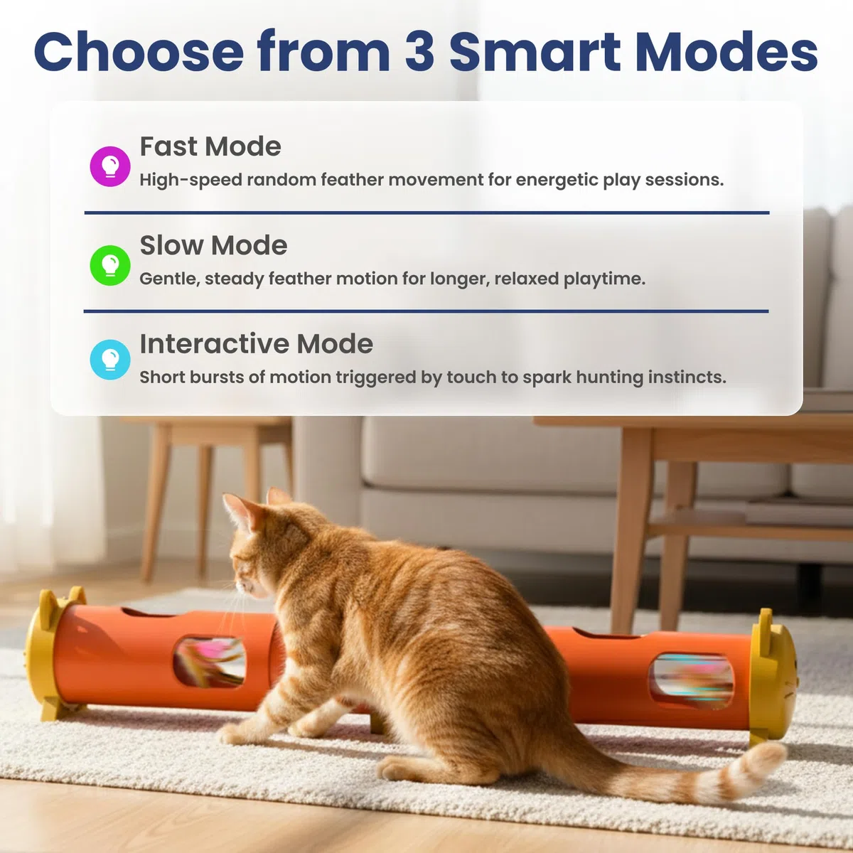 PAWSPIK Juguete eléctrico de tubo de plumas para gatos, juguete automático interactivo para gatos de interior, juego inteligente de plumas aleatorio, batería de larga duración, materiales seguros para