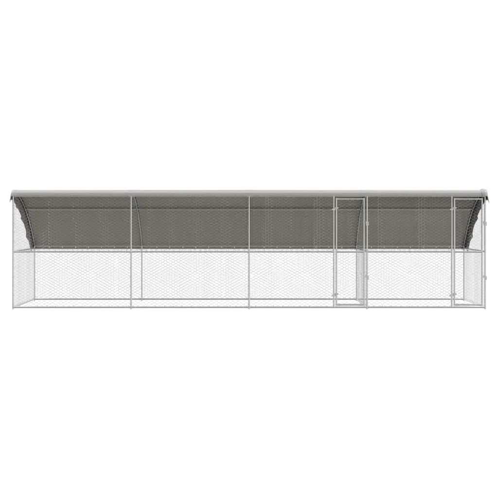 Jaula para perros, 4 unidades, acero galvanizado plateado, 8 x 2 x 2 m, recinto exterior con sistema de cerrojo, plegable y ampliable, protección segura para cachorros y perros en el jardín o
