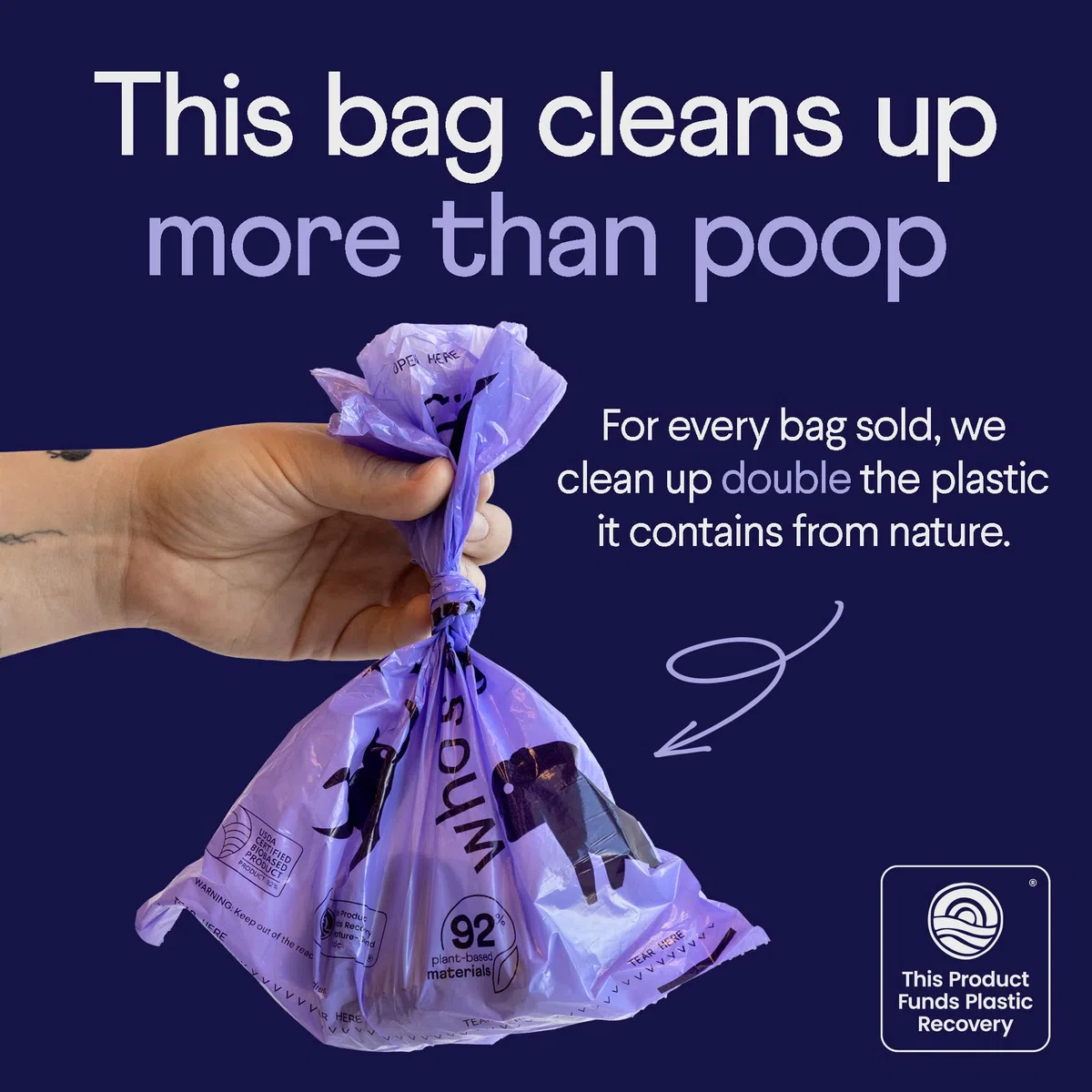 Bolsas biodegradables para excrementos de perro, 92% de base biológica, juego de X