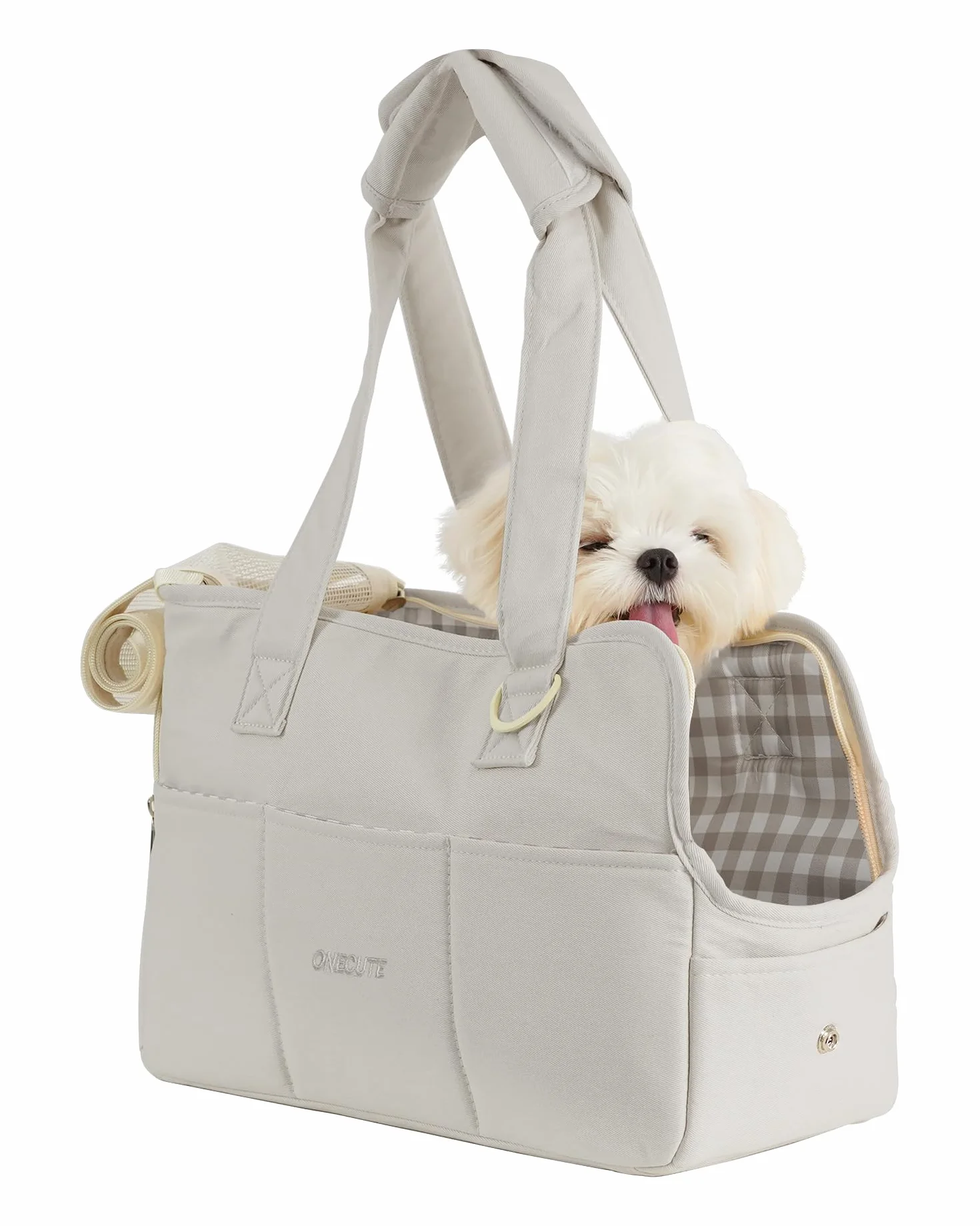ONECUTE Bolsa de transporte para gatos y cachorros, transpirable y plegable, bolsa de viaje, bolsa de hombro, bolso para perros pequeños, capacidad de carga hasta 3 kg (pequeño, gris)