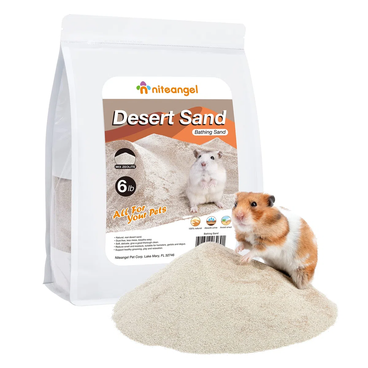 Niteangel Arena de baño del desierto para hámster, arena para baño o orinal sin polvo para hámster, chinchillas, jerbos, ratones, degu u otras mascotas pequeñas