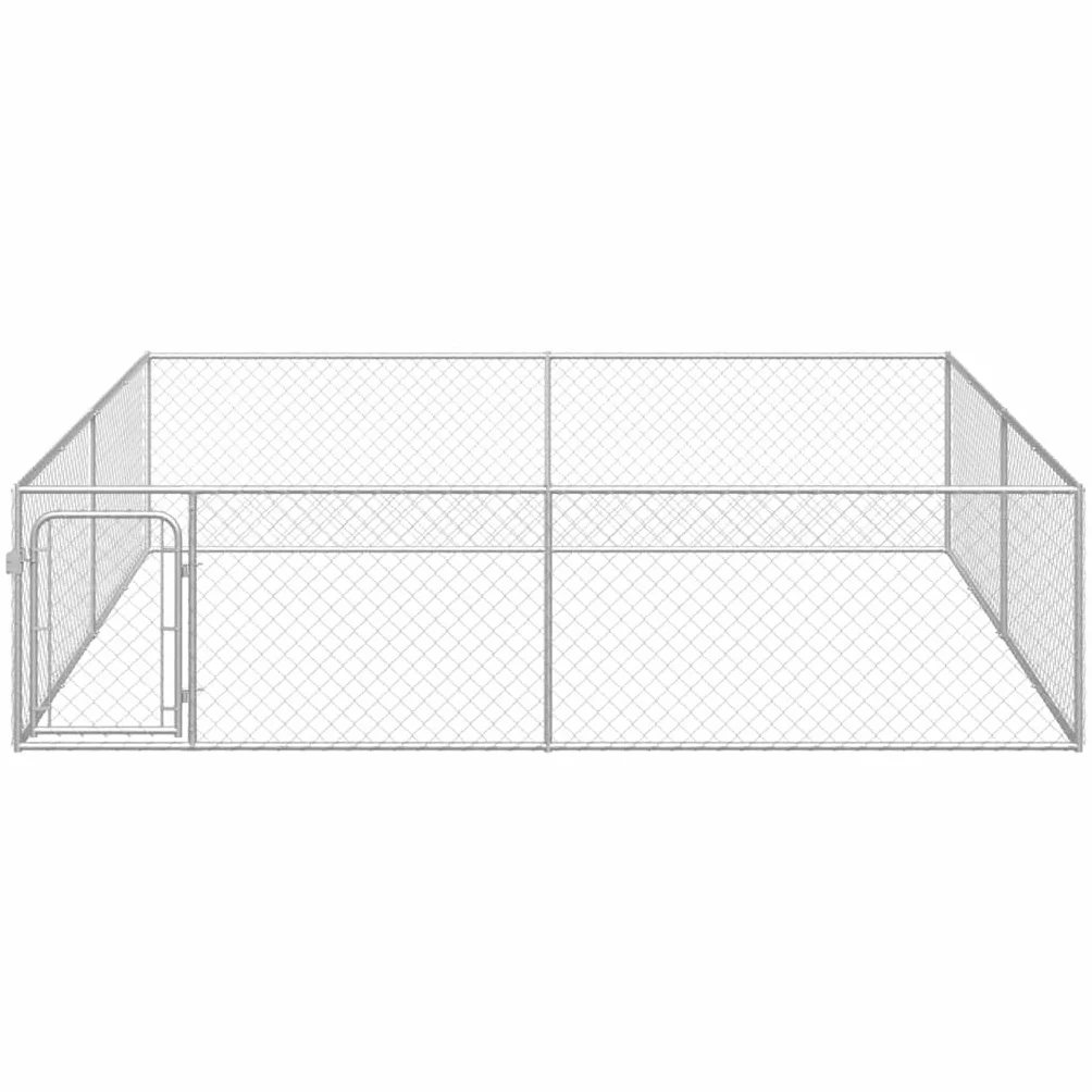 Perrera de acero galvanizado, 4 x 4 x 1 m, valla de malla para exteriores con puerta plegable, protección y seguridad para perros, cachorros, transporte, jardín, camping, uso en interiores y