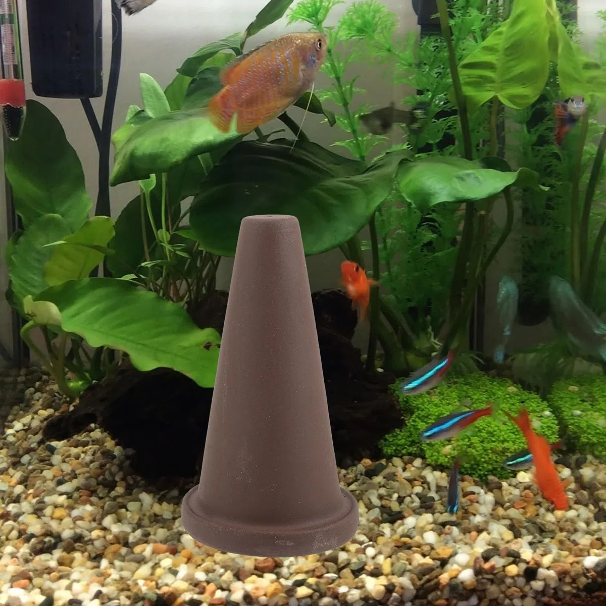 VOSAREA Cono de Cría para Desove de Peces y Camarones, Cubo de Cerámica Resistente con Malla de Aislamiento y Ranura Inferior para Acuarios y Criaderos