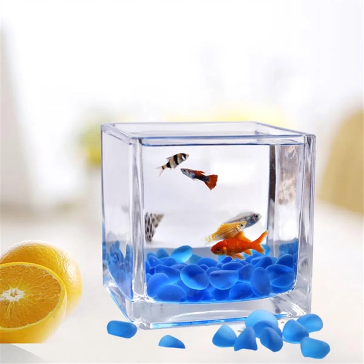 Pecera Tanque for acuarios, Tanque de Peces Cuadrado de Vidrio, Mesa Gruesa, Tanque de Peces de Lucha Transparente, pequeño Tanque de Acuario ecológico Acuario(Medio)