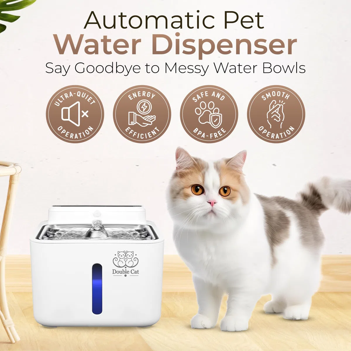 Fuente de agua automática para perros y gatos, 3,2 L, detección inteligente de mascotas, inalámbrica, funcionamiento silencioso, indicadores de luz LED y filtración multicapa, hidratación fresca y
