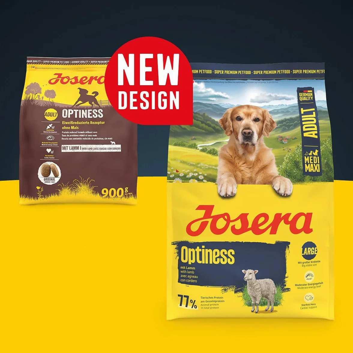 JOSERA Optiness Cordero & Arroz (1 x 12,5 kg) | Adulto Large | Pienso seco prémium para Perros Adultos | bajo en proteínas | sin Trigo | valiosos ácidos grasos | croqueta XL para Evitar engullir
