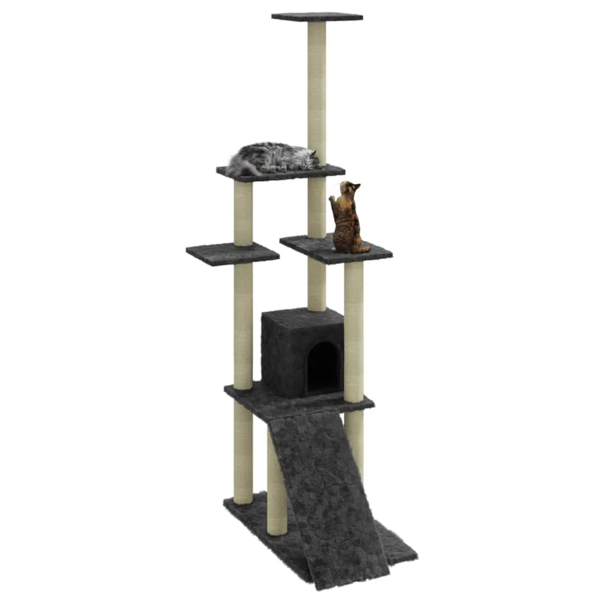 ShGaxin Rascador para Gatos con Postes de sisal, Arbol para Gatos, Gatos Accesorios, Arranhador para Gatos, Arbol Rascador Gatos, Gris Oscuro 155 cm