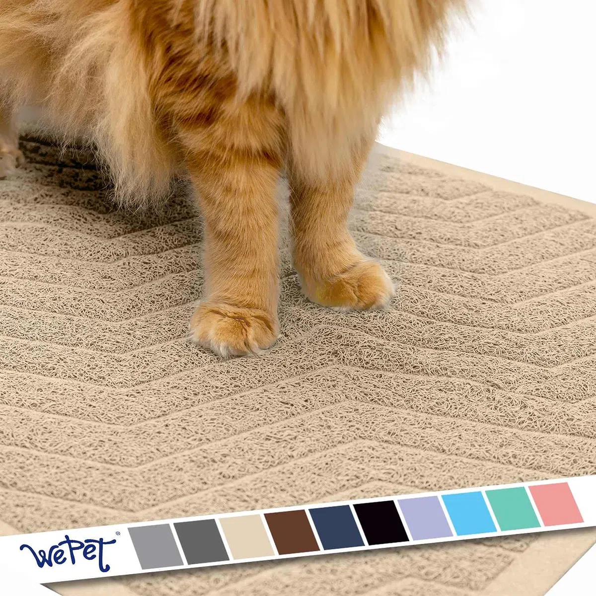 WePet - Alfombrilla de arena para gatos, tamaño grande, de PVC suave y duradero, sin ftalatos, resistente al agua, fácil de limpiar, lavable, control de dispersión, alfombra de caja de arena, 35 x 23