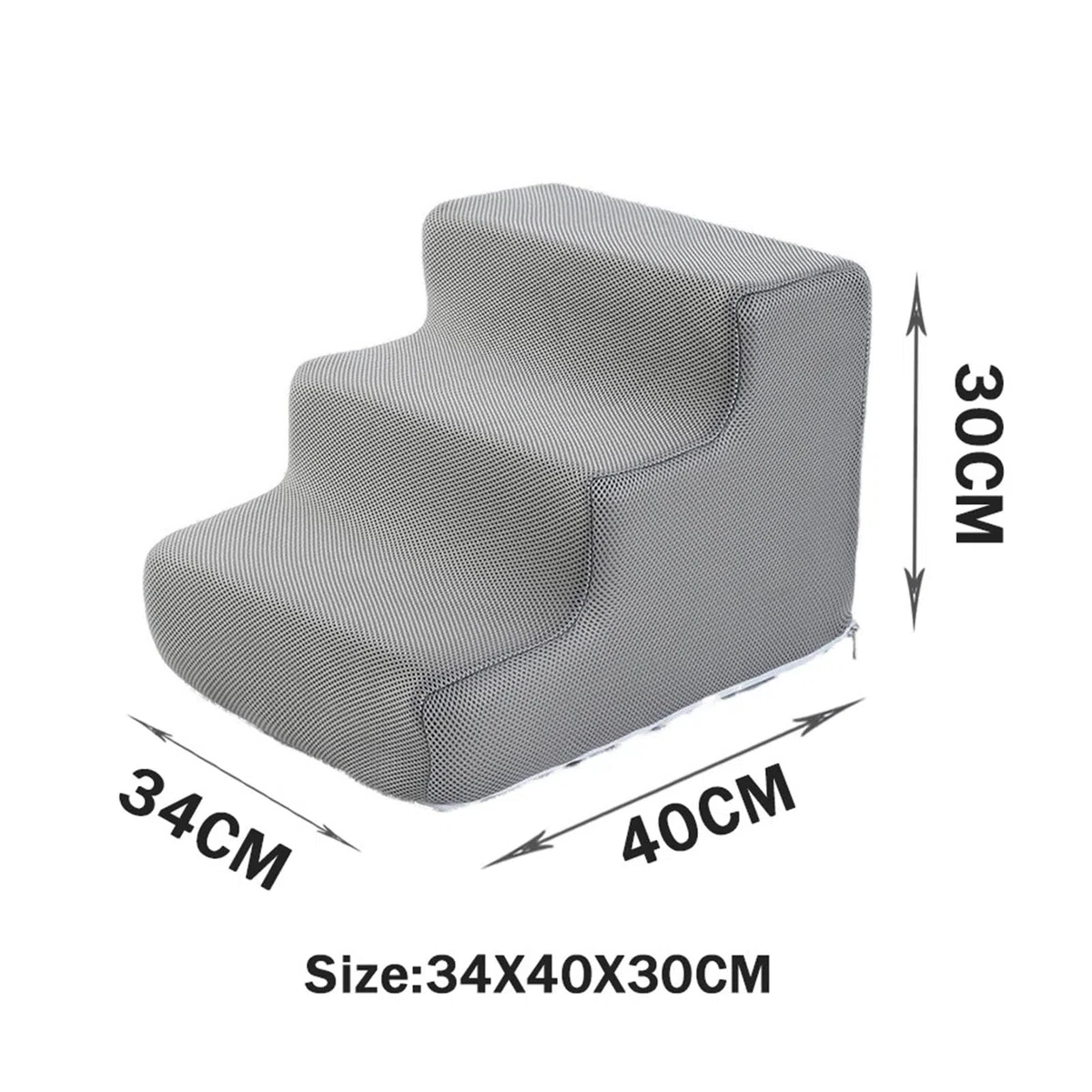 Escaleras para Mascotas y Perros, Rampa Multiusos con Esponja de Alta Densidad, S 3 Pasos Gris