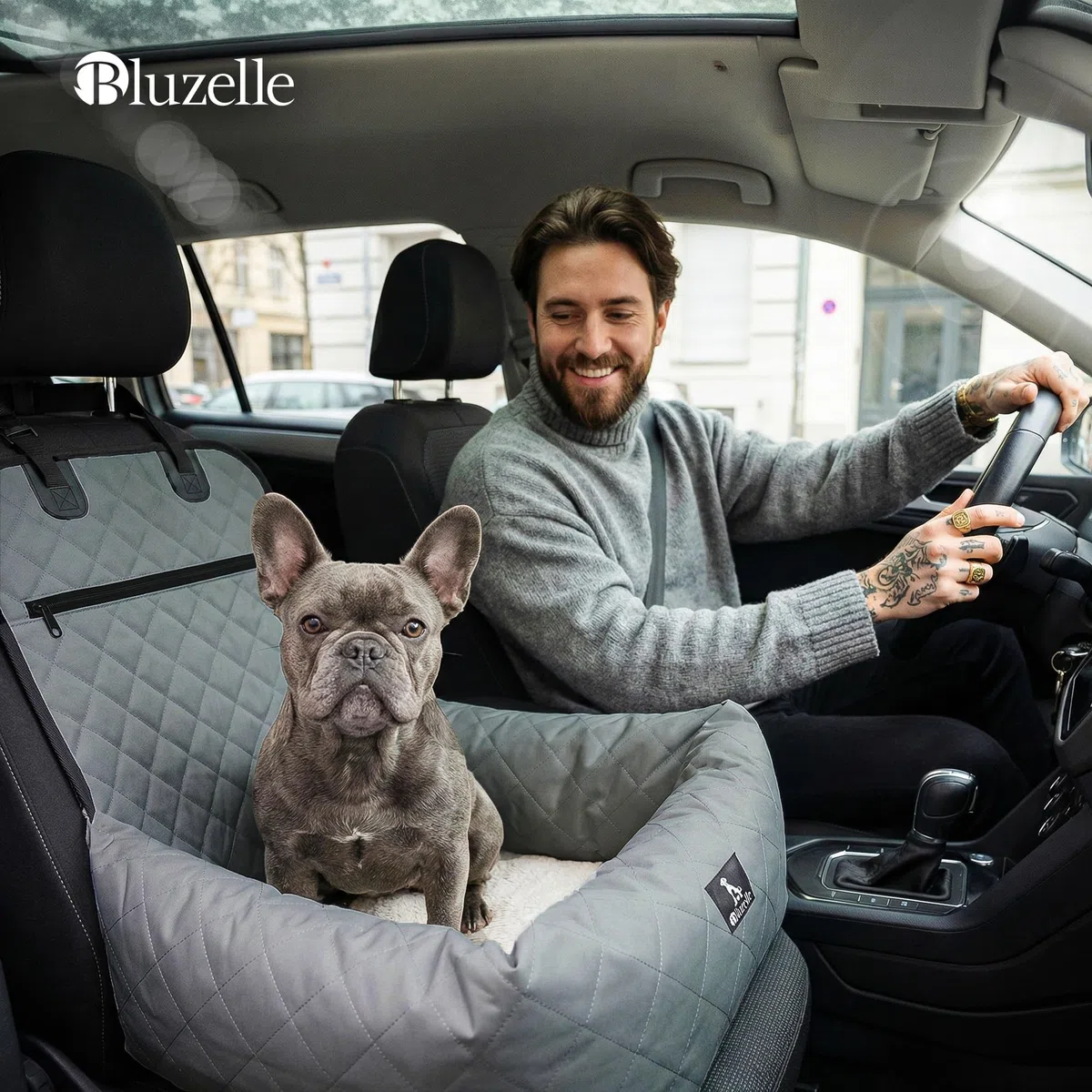 Asiento Coche para Perros, 2-in-1 Cama Perro para Perros Pequeños & Medianos, Funda Lavable e Cojín Extraíble, Tejido Oxford Impermeable Suelo Antideslizante, Silla Mascotas, Color:Gris