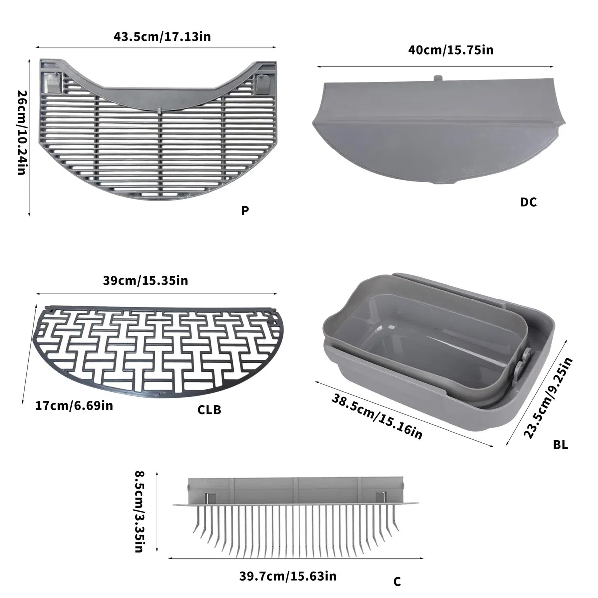 Pieza de repuesto automática para caja de arena para gatos con barrera, rastrillos opcionales para accesorios eficientes de caja de arena
