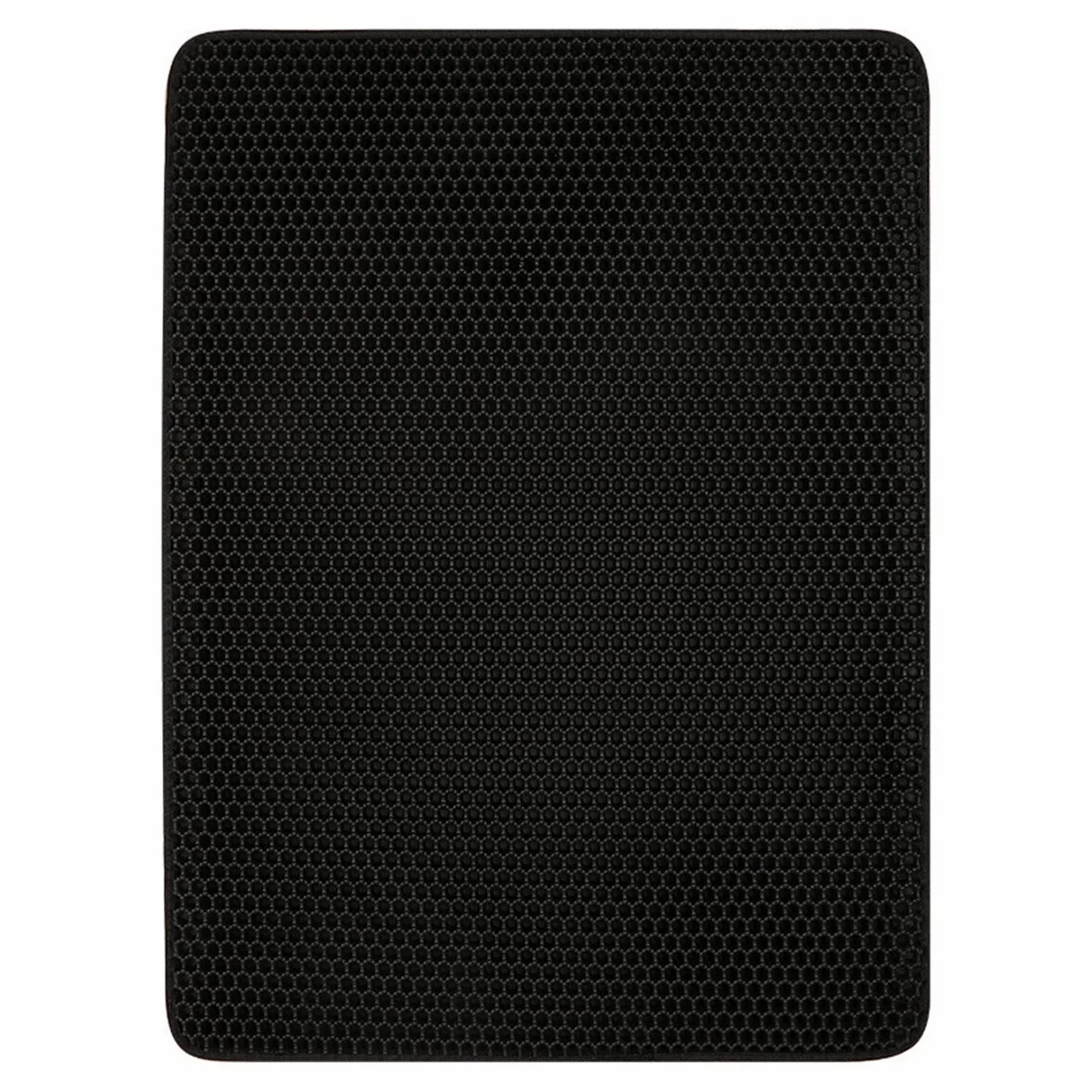 KIMISS Estera para Atrapar para Gatos, Doble Capa, Impermeable, Antideslizante, Fácil de Limpiar, Estera para Residuos de Gatito para Alimentación de Mascotas (BLACK)
